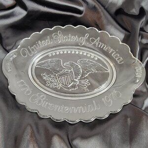 Vintage Avon USA Bicentennial 1776-1976 Glass Dish Tray Plate Eagle America